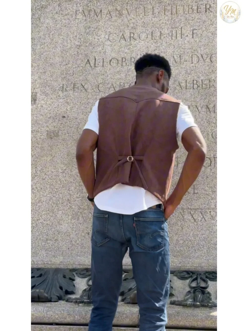 Men's Slim Fit Faux Suede Leather Suit Vest Waistcoat 4 Button Sleeveless